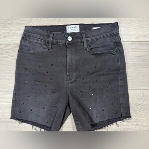 FRAME denim le high straight studded black jean to shorts  sz 28